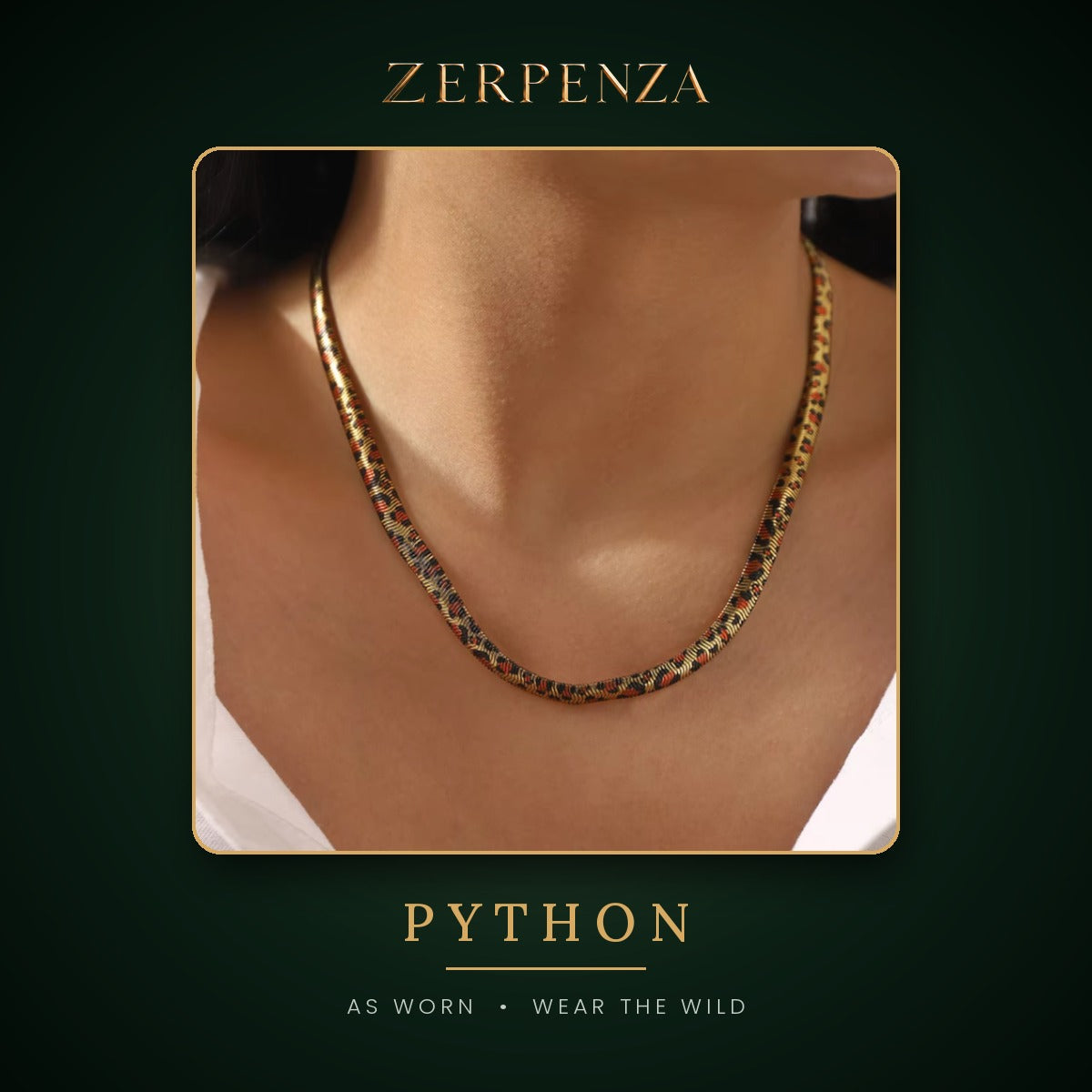 Python serpent necklace as worn